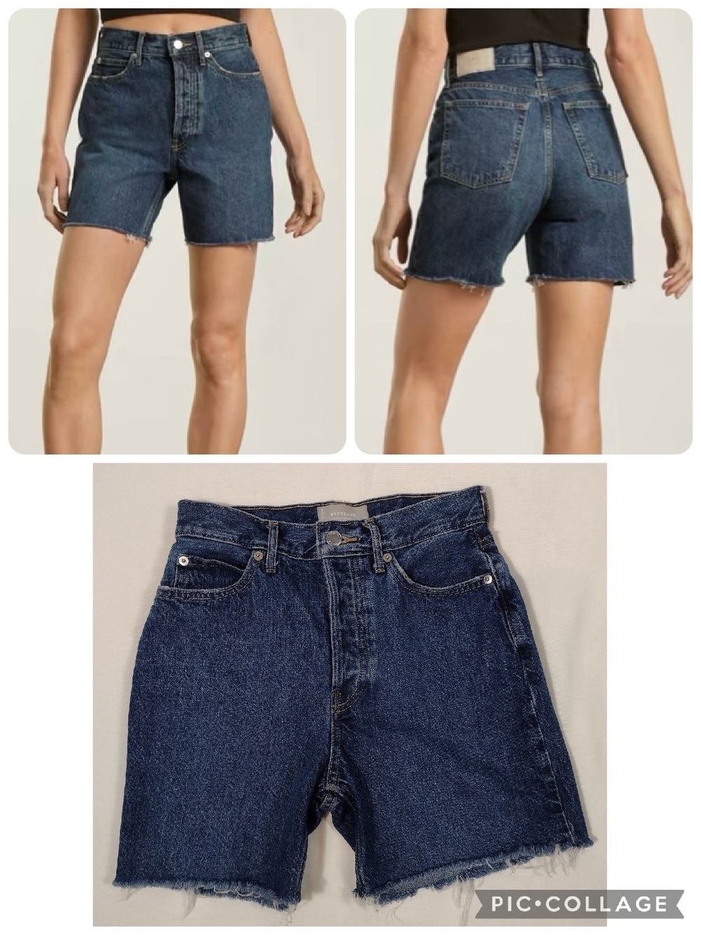 Everlane The Rigid Way-High Cut Off Jean Shorts Dark Wash Blue Size 24
